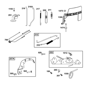 Controls Group Diagram and Parts List for 44U777-0011-G1 400000 - 699999 Briggs and Stratton Engine